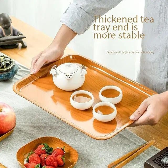 Stockyhut Dinnerware Plates Wood Grain Square Tableware Dinner Set Serving Tray and Storage Rack Set Serving Plates for Dessert Dry Fruits Sweets Snacks 11 Pcs - Image 4