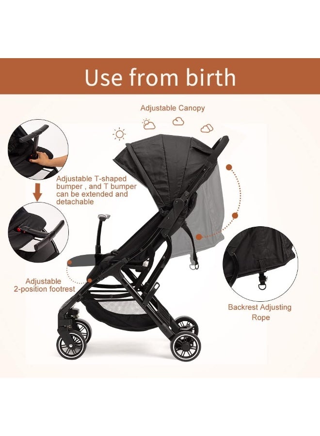 COOL KIDS Portable Stroller with Automatic Fold, Lightweight Umbrella Stroller with Pop Out Sun Canopy, Compact Stroller for Travel(Black) - Image 4