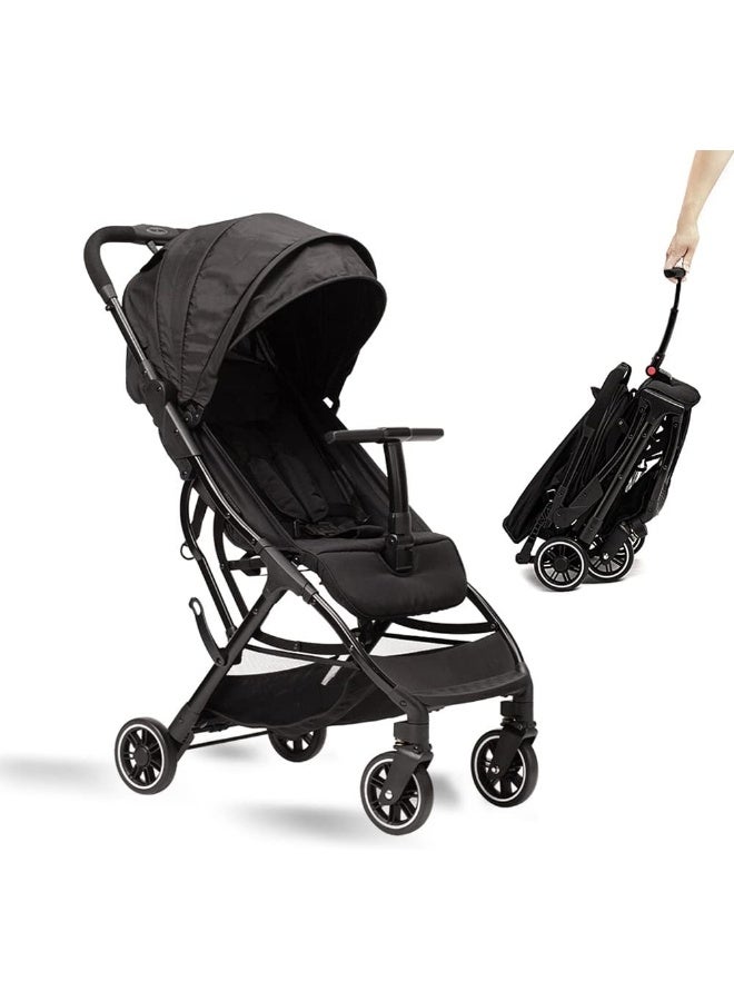 COOL KIDS Portable Stroller with Automatic Fold, Lightweight Umbrella Stroller with Pop Out Sun Canopy, Compact Stroller for Travel(Black) - Image 1