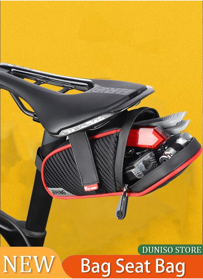 Generic Waterproof Storage Saddle Bag, Bike Saddle Bag Seat Bag Bicycle Bag Under Seat Bike Accessories Storage Pouch Ultralight Cycling Wedge Pack for Road Mountain MTB Foldable Bike  - Image 1