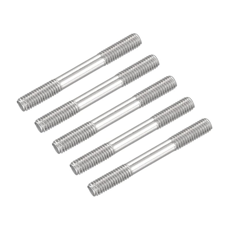 METALLIXITY Double Ended Stud Screws (M6 Thread 50mm Length) 5pcs, 304 Stainless Steel Dual Threaded Rod Bolts - for House Maintenance - Image 1