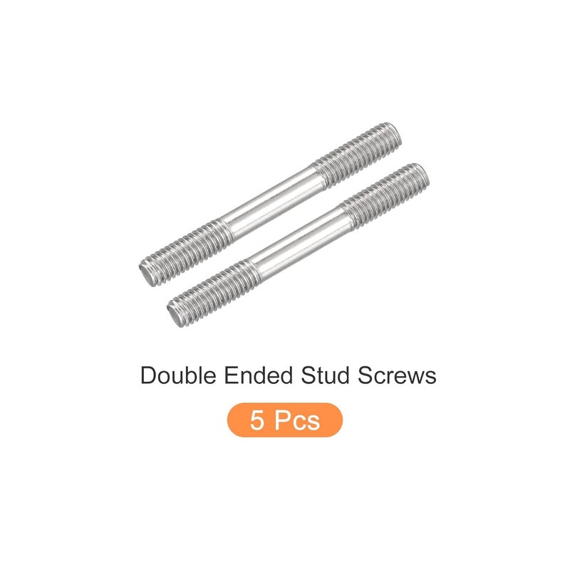 METALLIXITY Double Ended Stud Screws (M6 Thread 50mm Length) 5pcs, 304 Stainless Steel Dual Threaded Rod Bolts - for House Maintenance - Image 5