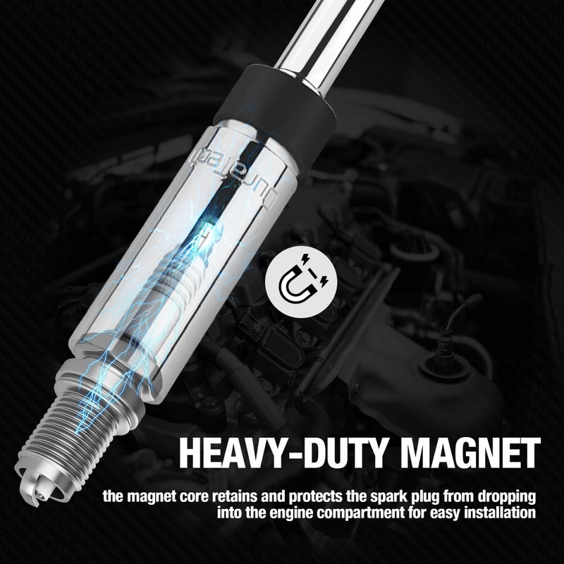 DURATECH 5PCS Swivel Magnetic Spark Plug Socket Set, 3/8" Drive Thin Wall Socket Includes 5/8" x 4", 5/8" x 8" and 5/8" x 11" 6-Point, 9/16" x 6" and 14mm x 4" 12-Point, Magnetic Core, Cr-V Steel Made - Image 5
