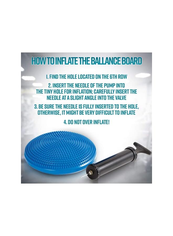 PROMASS Inflated Air Stability Wobble Cushion W Air Pump Anti-Burst Wiggle Seat Toxin-Free Inflatable Exercise Fitness Core Balance Disc For Better Seating Therapy Sensory Cushion For School Chair - Image 5