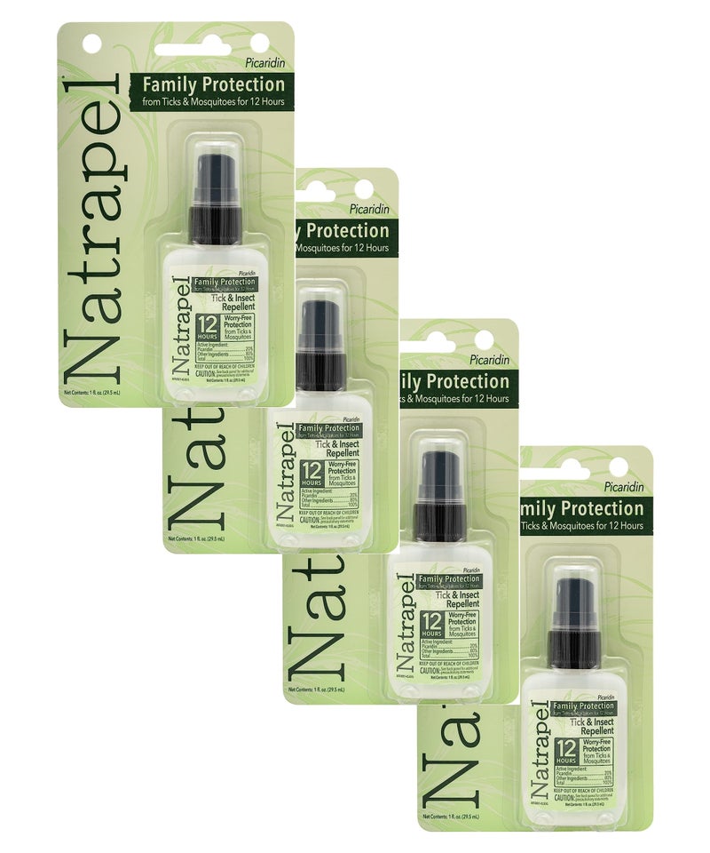 Natrapel Tick & Insect Repellent - Bug Spray with 20% Picaridin - Family Protection Against Mosquitoes, Ticks & More - Up to 12 Hours of Protection - 1 oz (4 Pack) - Image 1