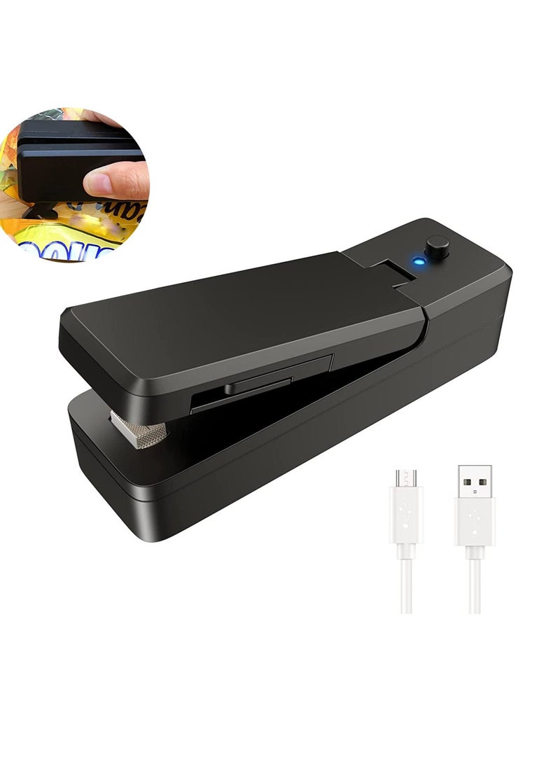 SYOSI آلة غلق الأكياس الصغيرة القابلة لإعادة الشحن عبر USB 2 في 1، آلة غلق وختم حرارية محمولة باليد، أداة مطبخ لتخزين الوجبات الخفيفة والفواكه والرقائق والساندويتشات والأكياس البلاستيكية - Image 1