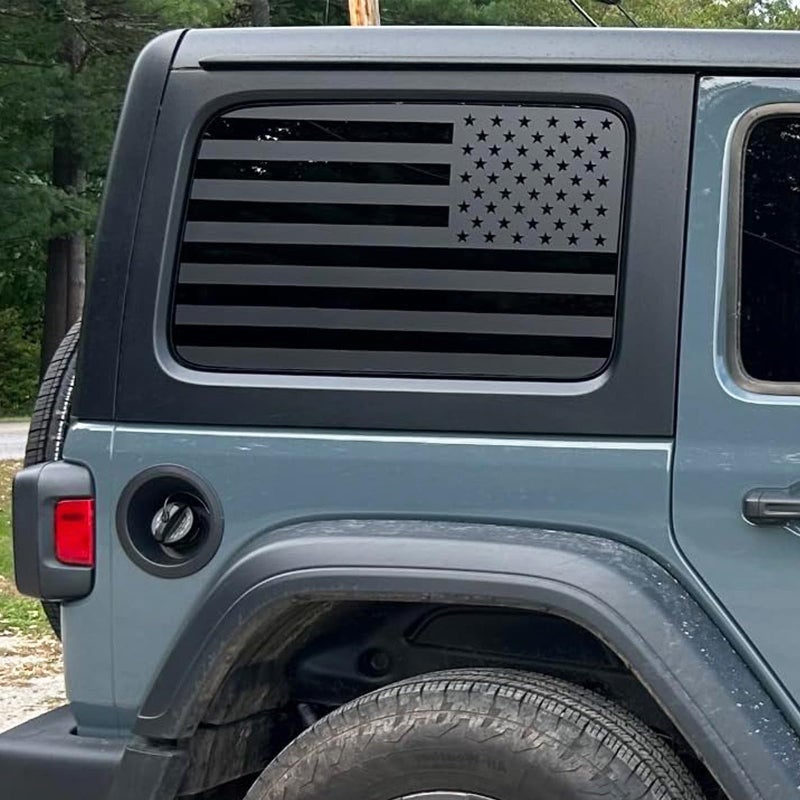 Zxiaochun Rear Window American Flag Decal Compatible with Jeep Wrangler JL JLU 2018-2024 2025 (4-Door Version), Precut Back Side Window Glass USA Flag Vinyl Sticker Exterior Accessories (Matte Black) - Image 5