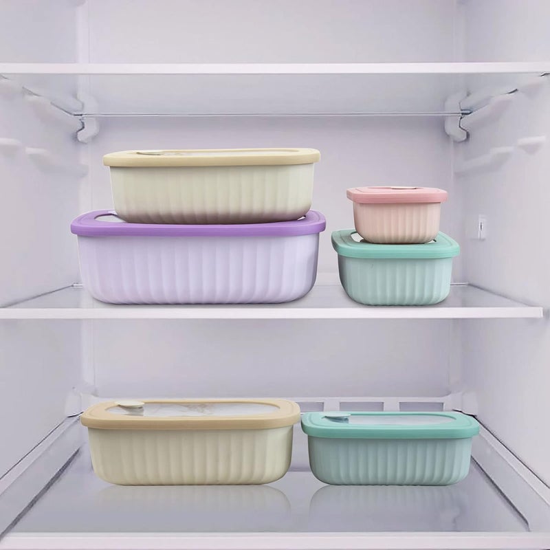 Meneflix Airtight Food Storage Containers Plastic Silicone with Lids Set of 4 for Fridge Freezer Colorful Rectangle Lunch Box - Image 5