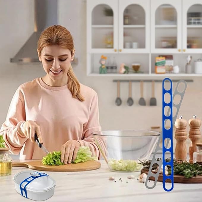 NALACAL مزلاج الغطاء، حزام تأمين الغطاء العالمي القابل لإعادة الاستخدام لأواني الطهي البطيئة وأطباق الكسرولة والأواني والمقالي والمزيد، أحزمة سيليكون مرنة قابلة للتعديل، أزرق رمادي - Image 3