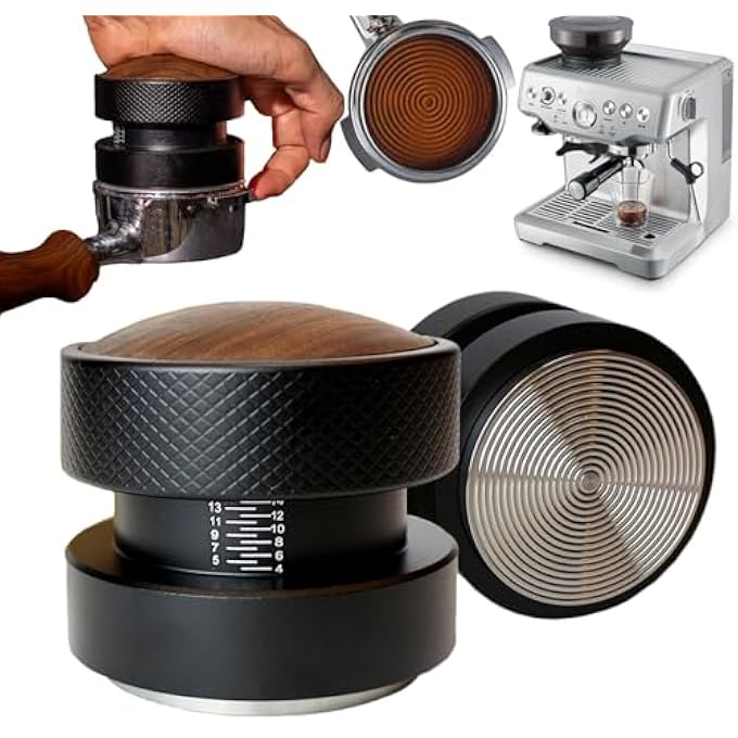 كاست ويف مدك إسبرسو 53 مم مزود بنابض مع وظيفة التسوية التلقائية وقاعدة متموجة من الفولاذ المقاوم للصدأ لاستخراج متساوٍ وقبضة غير قابلة للانزلاق تناسب سلال فلتر القهوة 5354 مم - Image 2