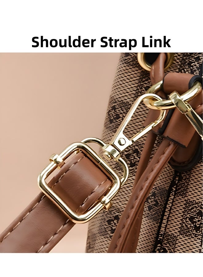 Women's PU Leather Shoulder Bag with 2 Shoulder Straps, Ladies Large-capacity Retro Crossbody Bag Satchel Bag Side Bag, Versatile Plaid Printed Bucket Bag Handbag Tote Bags Clutch Bag for Girls  - Image 4