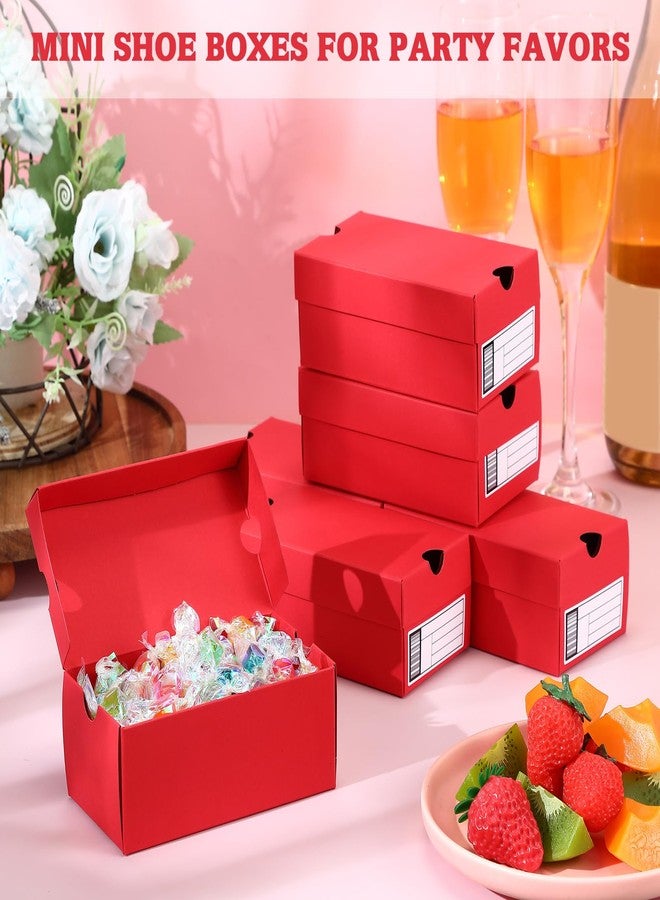 Fullhawl 12 Sets Mini Shoe Gifts Boxes for Party Favors 6.1 x 3.9 x 2.5 Inches Sports Mini Sneaker Box with Editable Label for Candies Cookies Snacks(Red,6.1 x 3.9 x 2.5 Inches) - Image 4