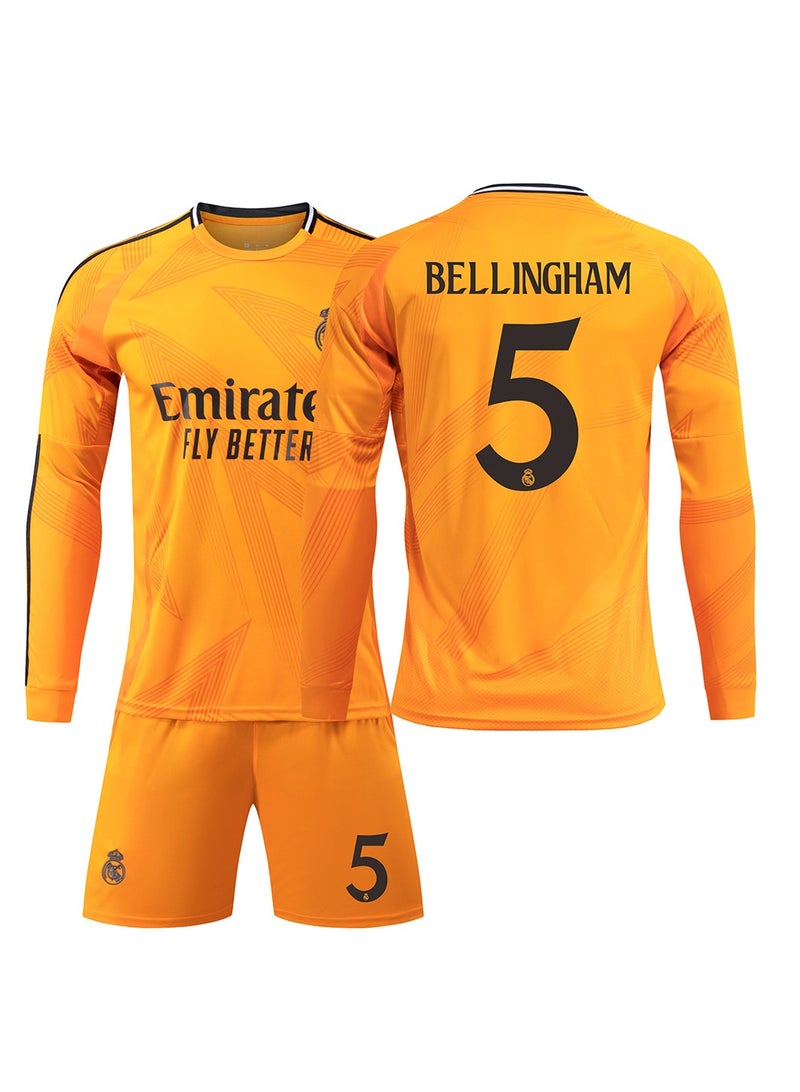 general 2024-2025 Real Madrid Away BELLINGHAM # 5 Long Sleeve Soccer Training Uniform, Soccer Jersey Tracksuit Set, Soccer Jersey/Pants Kids Sizes and Adult Sizes  - Image 1