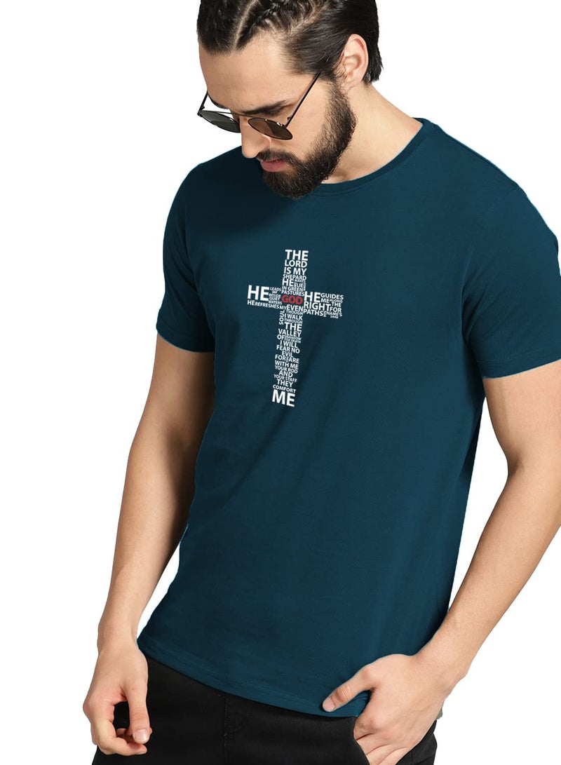 ADRO Men's God Cotton Printed Cotton T-Shirt (R21-M-GOD-SB_Teal_3XL) - Image 4