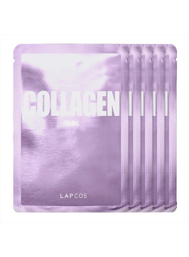 LAPCOS Collagen Sheet Mask, Firming Daily Face Mask with Collagen Peptides for Anti-Aging, Helps to Minimize Wrinkles, Restores Skin Elasticity & Firmness, Korean Beauty Favorite, 5-Pack - Image 1