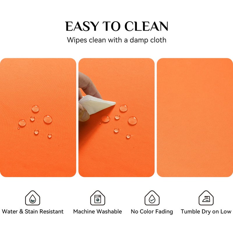 Softalker Rectangle Tablecloth  Waterproof & Stain Resistant Table Cloths Wrinkle Free Fabric Washable 210GSM Polyester Table Cover for Dining/Party/Outdoor - 90 x 132 inch Orange - Image 3