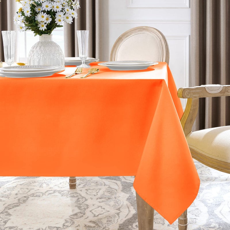 Softalker Rectangle Tablecloth  Waterproof & Stain Resistant Table Cloths Wrinkle Free Fabric Washable 210GSM Polyester Table Cover for Dining/Party/Outdoor - 90 x 132 inch Orange - Image 2