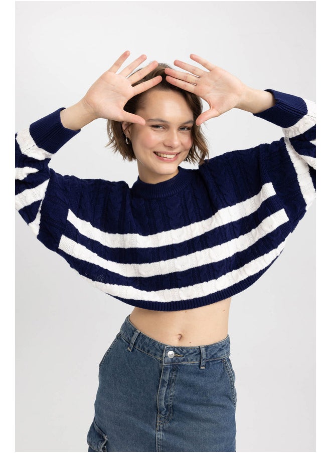 DeFacto - Woman Regular Fit Crew Neck Long Sleeve Tricot Pullover - Image 1