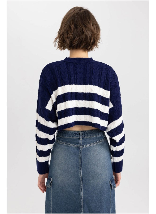 DeFacto - Woman Regular Fit Crew Neck Long Sleeve Tricot Pullover - Image 1