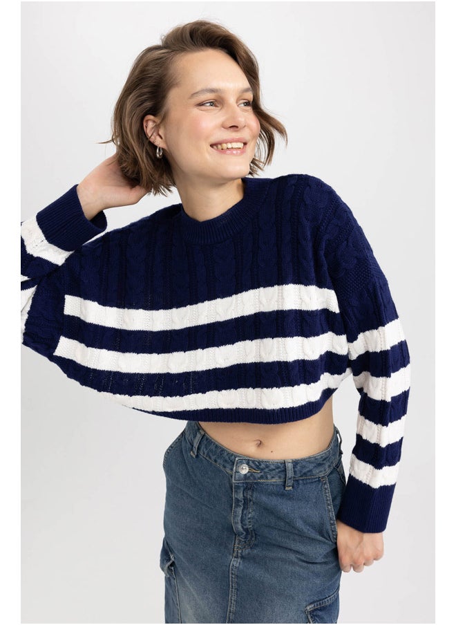 DeFacto - Woman Regular Fit Crew Neck Long Sleeve Tricot Pullover - Image 1