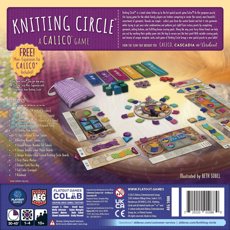 AEG Games AEG & Flatout Games | Knitting Circle - Follow-Up to the Award-Winning Puzzly Game Calico | Cats, Yarn, and Cozy Knits | Ages 10+ | 1-4 Players - Image 2
