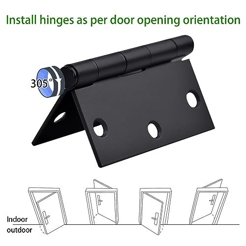 OMANSKO 24 Pack Black Door Hinges, 3.5 x 3.5 Inch Black Hinges for Interior Doors 3 1/2 Inch Hinges for Residential Doors, Square Corners Interior Door Hinges for Standard Flat/Bedroom - Image 3
