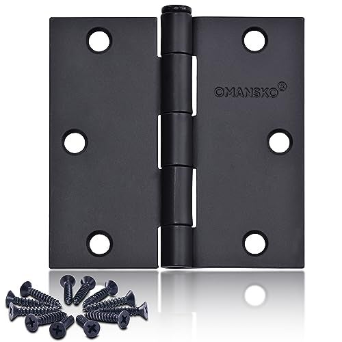 OMANSKO 24 Pack Black Door Hinges, 3.5 x 3.5 Inch Black Hinges for Interior Doors 3 1/2 Inch Hinges for Residential Doors, Square Corners Interior Door Hinges for Standard Flat/Bedroom - Image 1