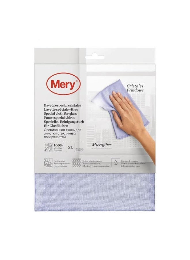 Mery قماش تنظيف الزجاج من ميري – ألياف مايكروفايبر فعّالة تترك لمعانًا بلا آثار، تُستخدم مع الماء فقط. - Image 1