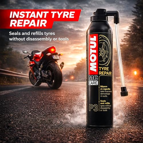 Motul Tyre Repair Foam, Quick Seal and Inflate Emergency Solution, Fast Puncture Fix Without Tyre Removal, Easy to Use, Suitable for Cars and Motorbikes, Pack of 1 - Image 5
