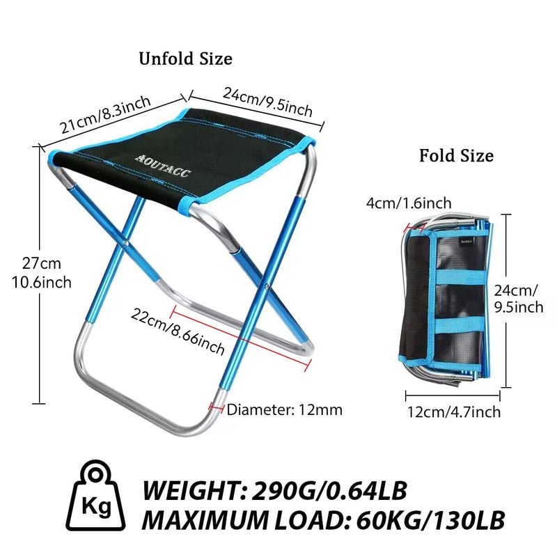 AOUTACC Camping Stool, Portable Folding Stool for Outdoor Travel Walking Hiking Fishing Garden Golf Beach, Foldable Camping Seat with Carry Bag (Blue - 8.3"x9.5"x10.6") - Image 2
