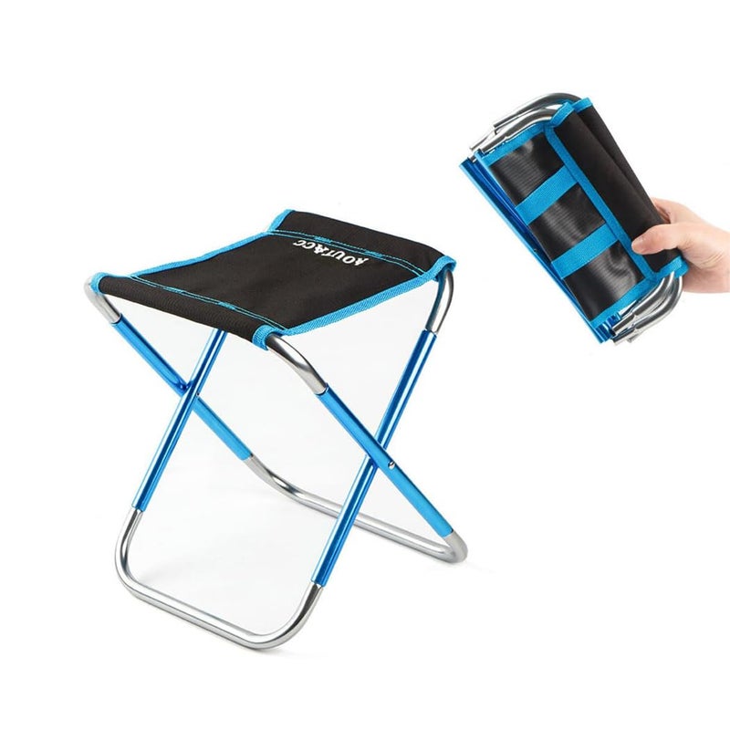 AOUTACC Camping Stool, Portable Folding Stool for Outdoor Travel Walking Hiking Fishing Garden Golf Beach, Foldable Camping Seat with Carry Bag (Blue - 8.3"x9.5"x10.6") - Image 1