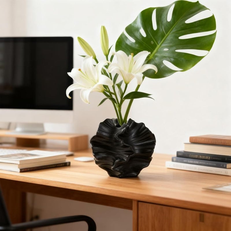 إناء فخاري أسود مقاوم للتشقق بتصميم عصري بسيط ونهاية ناعمة لامعة - Image 3