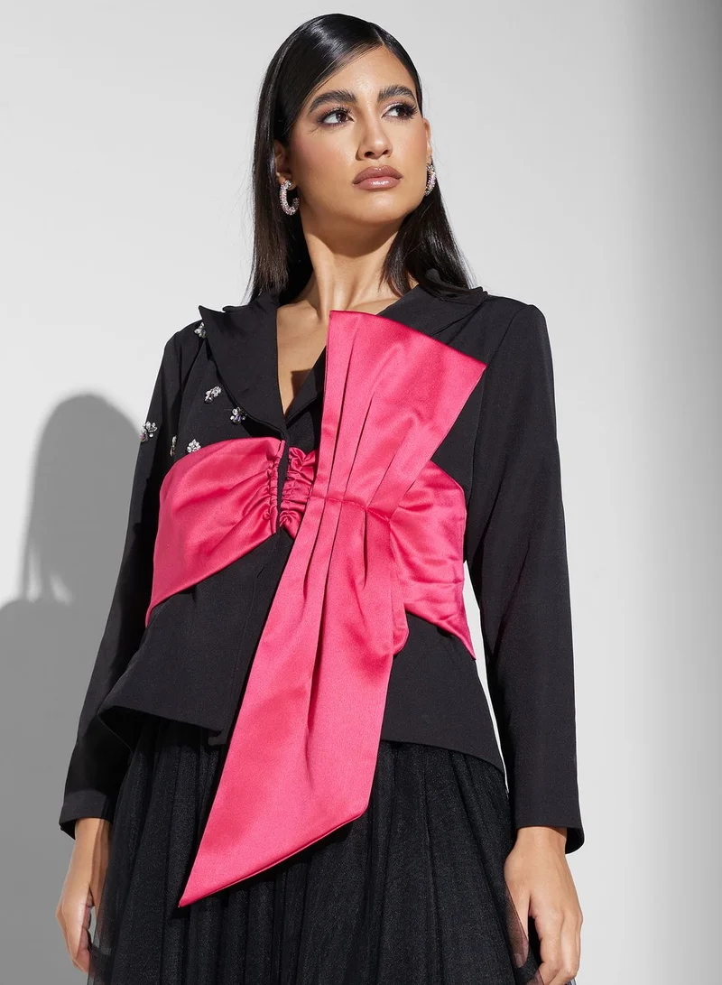 Threadz by Ajooni Belted Tiered Embellished Dress