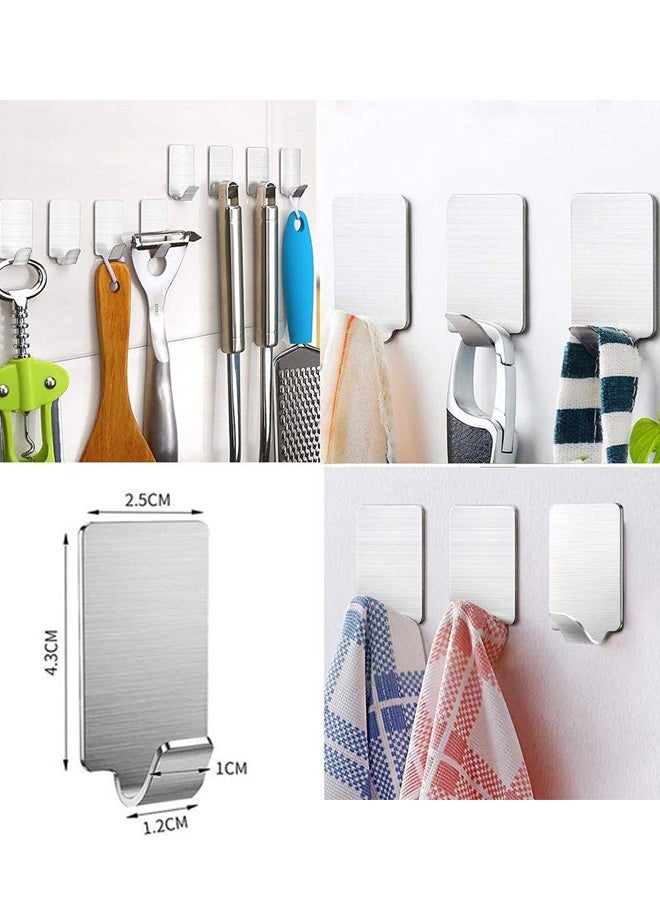 10 قطع من الخطافات اللاصقة المصنوعة من الفولاذ المقاوم للصدأ، خطافات حائطية شديدة التحمل، خطافات بدون مسامير، حامل مناشف مقاوم للماء، خطافات لاصقة لتعليق القبعات والمعاطف والمفاتيح في المطبخ والحمام والمكتب والمنزل وفي الهواء الطلق - Image 3