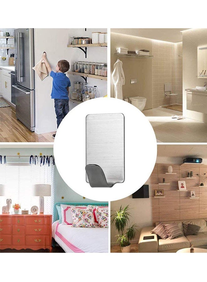 10 قطع من الخطافات اللاصقة المصنوعة من الفولاذ المقاوم للصدأ، خطافات حائطية شديدة التحمل، خطافات بدون مسامير، حامل مناشف مقاوم للماء، خطافات لاصقة لتعليق القبعات والمعاطف والمفاتيح في المطبخ والحمام والمكتب والمنزل وفي الهواء الطلق - Image 5