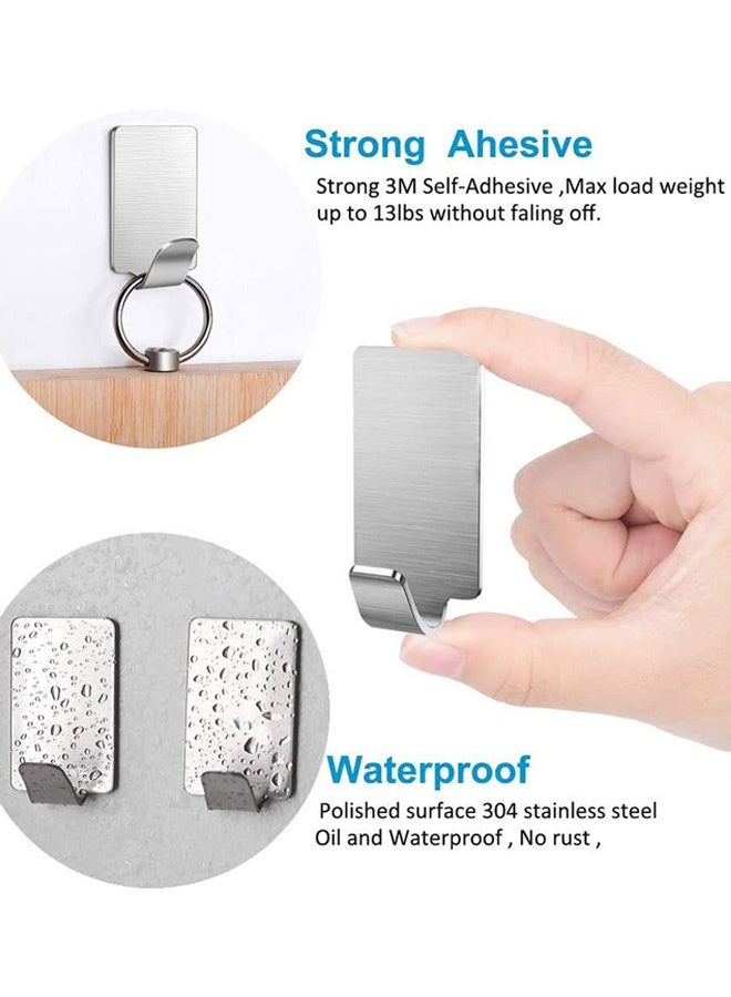 10 قطع من الخطافات اللاصقة المصنوعة من الفولاذ المقاوم للصدأ، خطافات حائطية شديدة التحمل، خطافات بدون مسامير، حامل مناشف مقاوم للماء، خطافات لاصقة لتعليق القبعات والمعاطف والمفاتيح في المطبخ والحمام والمكتب والمنزل وفي الهواء الطلق - Image 2
