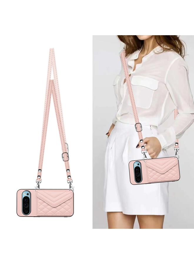 S-TOP Case For Google Pixel 9 Pro XL Rhombic Texture Card Bag RFID Phone Case with Long Lanyard - Image 2