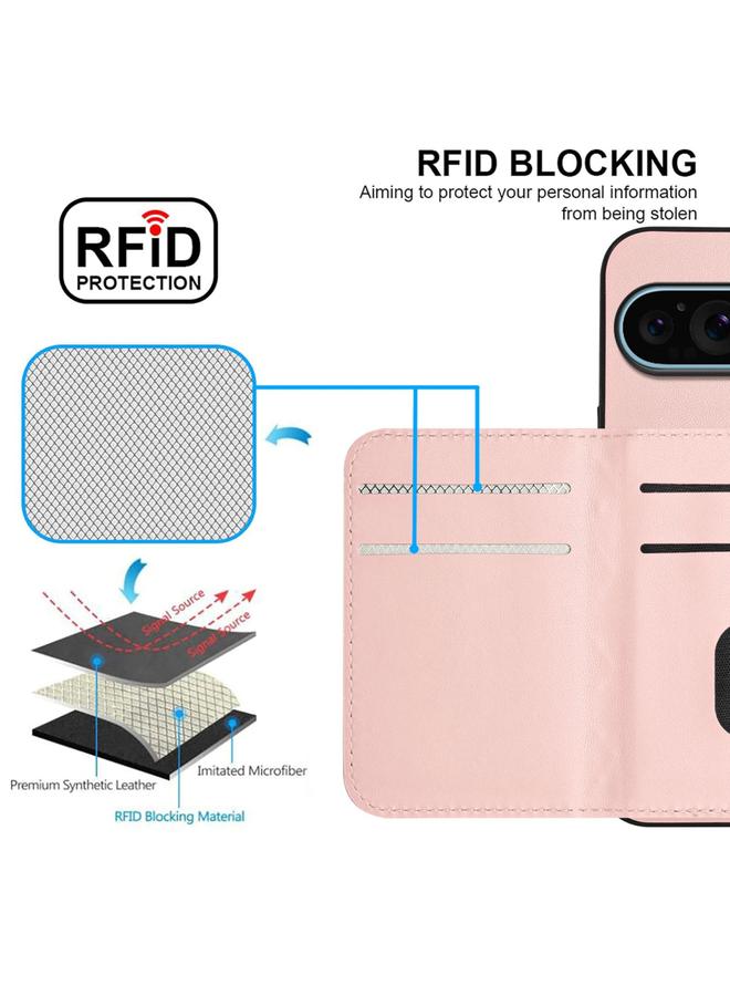 S-TOP Case For Google Pixel 9 Pro XL Rhombic Texture Card Bag RFID Phone Case with Long Lanyard - Image 4