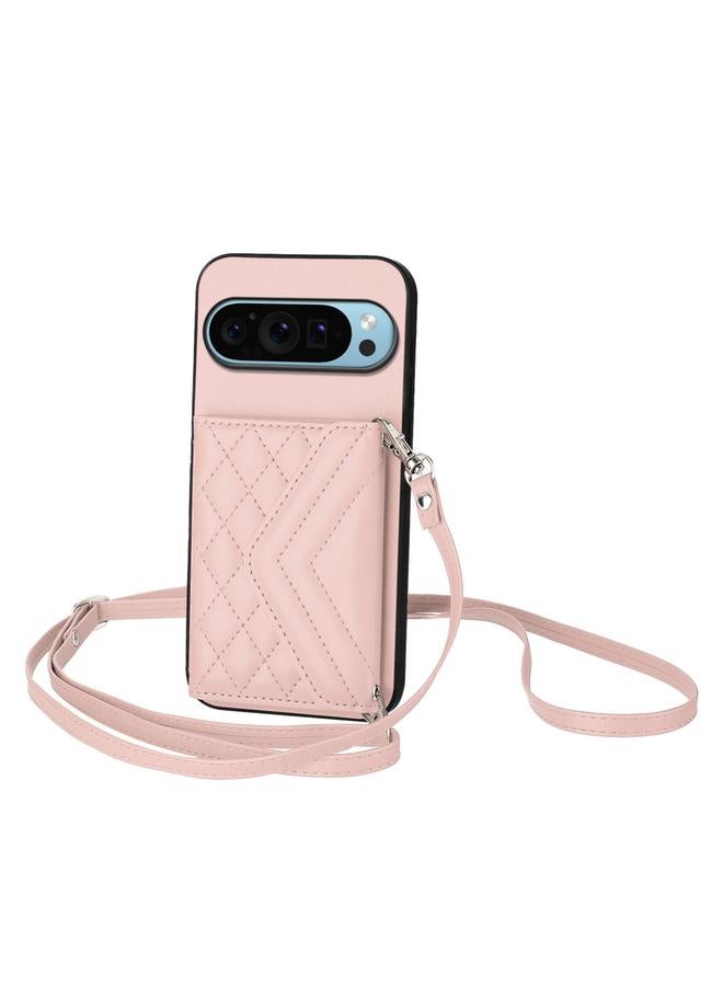 S-TOP Case For Google Pixel 9 Pro XL Rhombic Texture Card Bag RFID Phone Case with Long Lanyard - Image 1