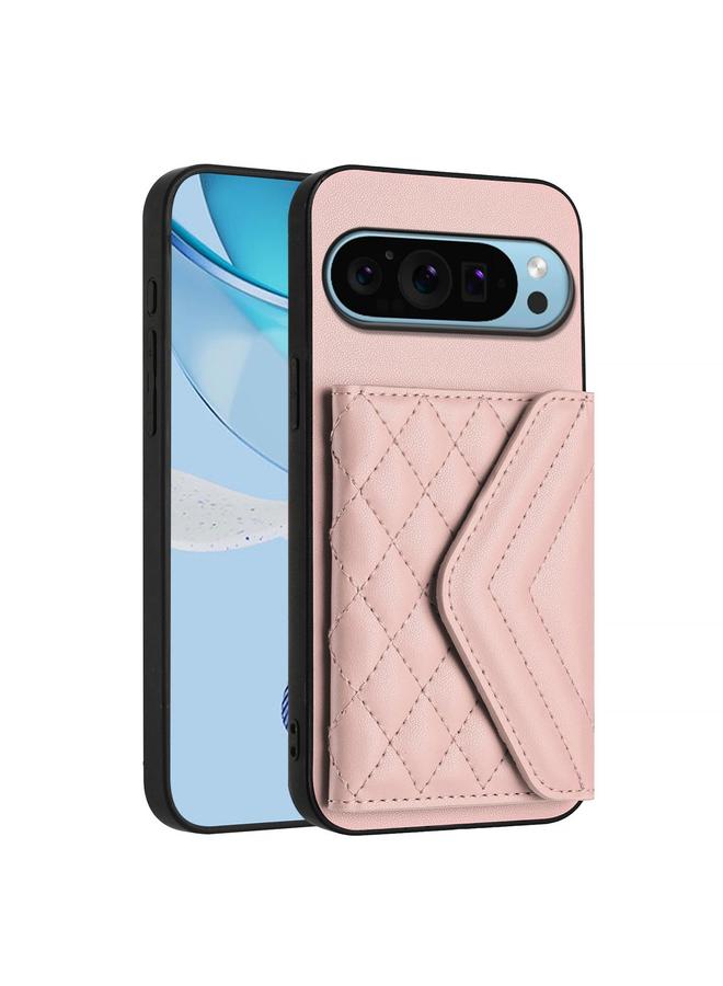 S-TOP Case For Google Pixel 9 Pro XL Rhombic Texture Card Bag RFID Phone Case with Long Lanyard - Image 3