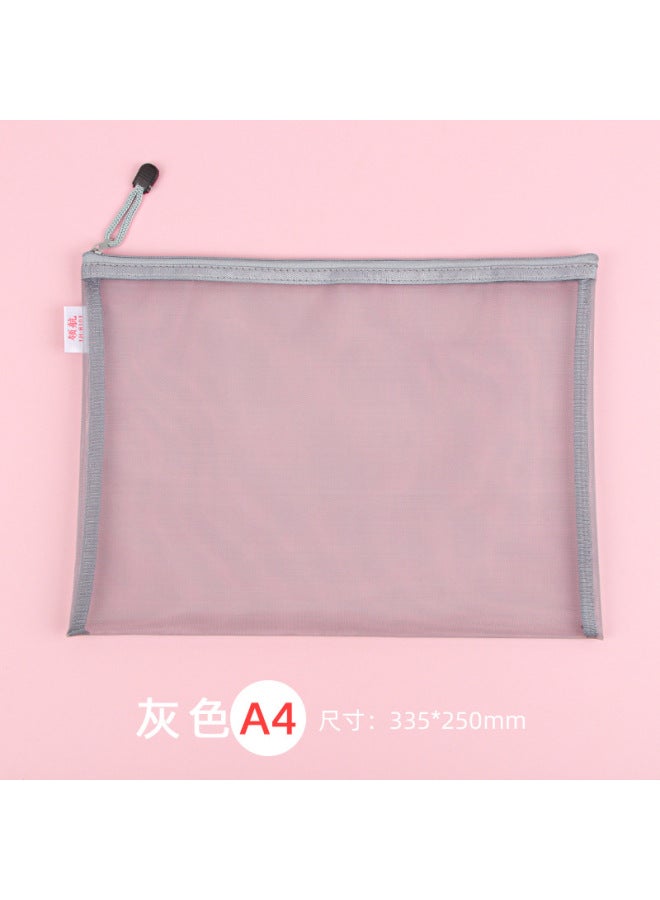 HELPS Transparent File Bag Office Large Capacity Nylon Mesh Durable Information Bag A4 Student Portable Zipper Storage Bag - Image 1