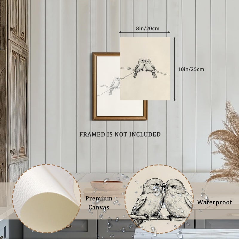 XOCUUI Neutral Bird Wall Art Prints, Vintage Bird Wall Art Farmhouse Retro Pictures Canvas Birds Poster, Rustic Vintage Artwork Poster for Bathroom Gallery Home Decor(8" x 10"-UNFRAMED) - Image 2