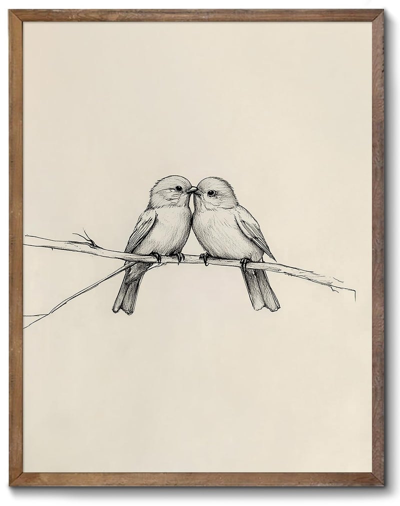 XOCUUI Neutral Bird Wall Art Prints, Vintage Bird Wall Art Farmhouse Retro Pictures Canvas Birds Poster, Rustic Vintage Artwork Poster for Bathroom Gallery Home Decor(8" x 10"-UNFRAMED) - Image 1