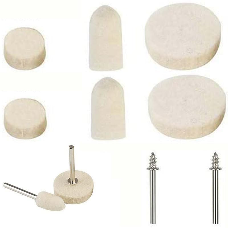 DIY Crafts 10 Pcs Kit, Only 4 Type Felt Pad Cone 1xMandrel, 10 Pcs, Felt Polishing Pad & Wheel Point & Pieces Mandrel Kit Accessory Set for Dremel (10 Pcs Kit, Only 4 Type Felt Pad Cone 1xMandrel) - Image 1