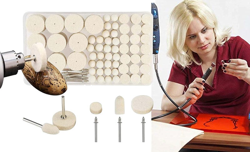 DIY Crafts 10 Pcs Kit, Only 4 Type Felt Pad Cone 1xMandrel, 10 Pcs, Felt Polishing Pad & Wheel Point & Pieces Mandrel Kit Accessory Set for Dremel (10 Pcs Kit, Only 4 Type Felt Pad Cone 1xMandrel) - Image 3