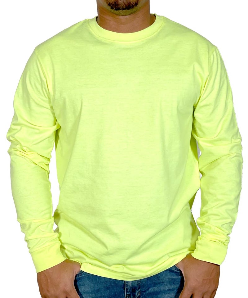 BROOKLYN VERTICAL Mens Long Sleeve Cotton T Shirt Crew Neck 5 Colors S-5XL - Image 1