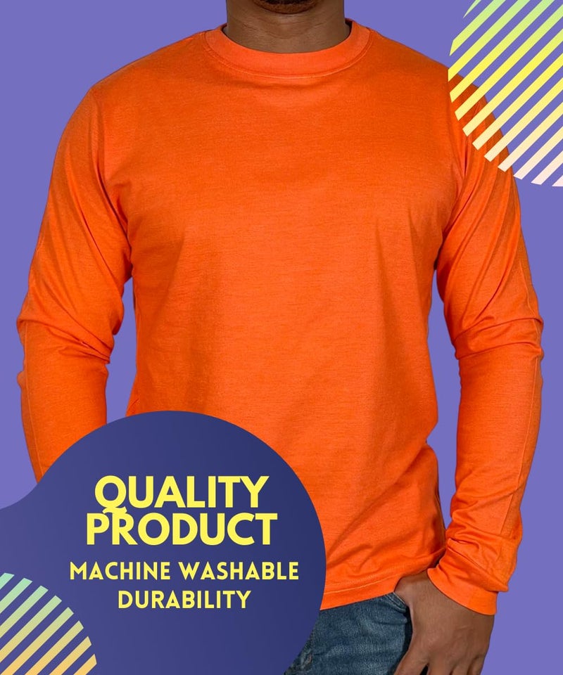 BROOKLYN VERTICAL Mens Long Sleeve Cotton T Shirt Crew Neck 5 Colors S-5XL - Image 5