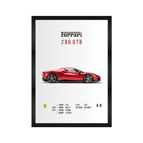 CodersParadise FERRARI-3296 GTB Wall Poster Frames | Aesthetic A4 Poster Frames For Home, Living Room, Bedroom and Office | Wall Frames Artworks | Hanging Theme Posters - Image 1