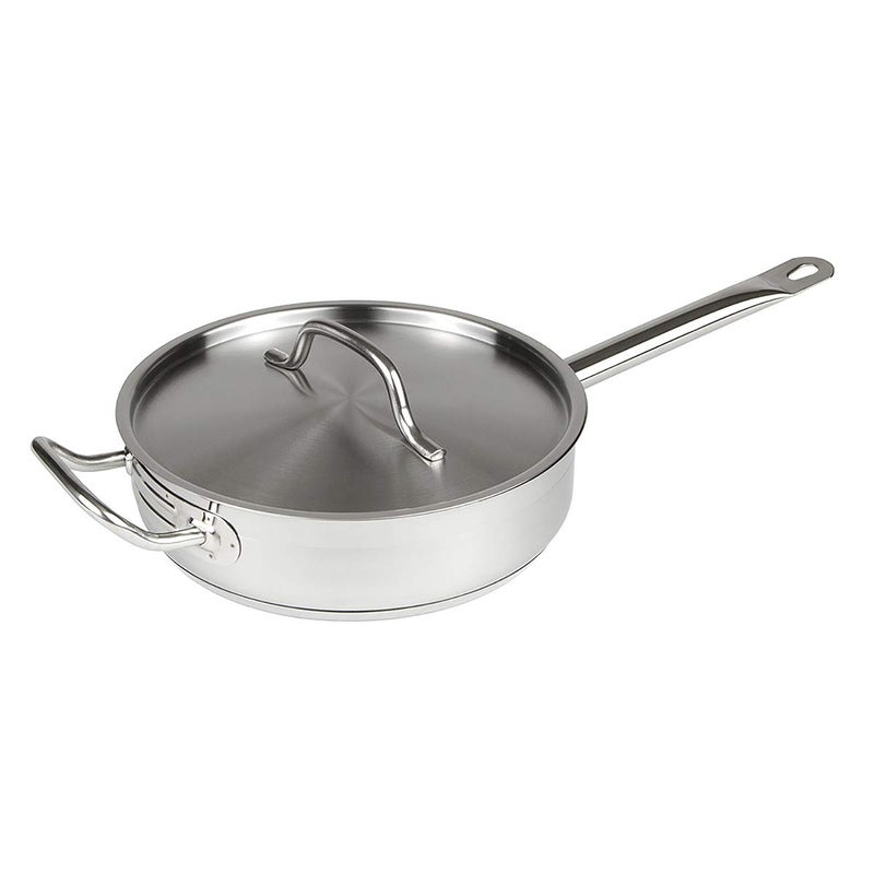 Update International 12 Induction Ready Stainless Steel Saute Pan wCover Silver