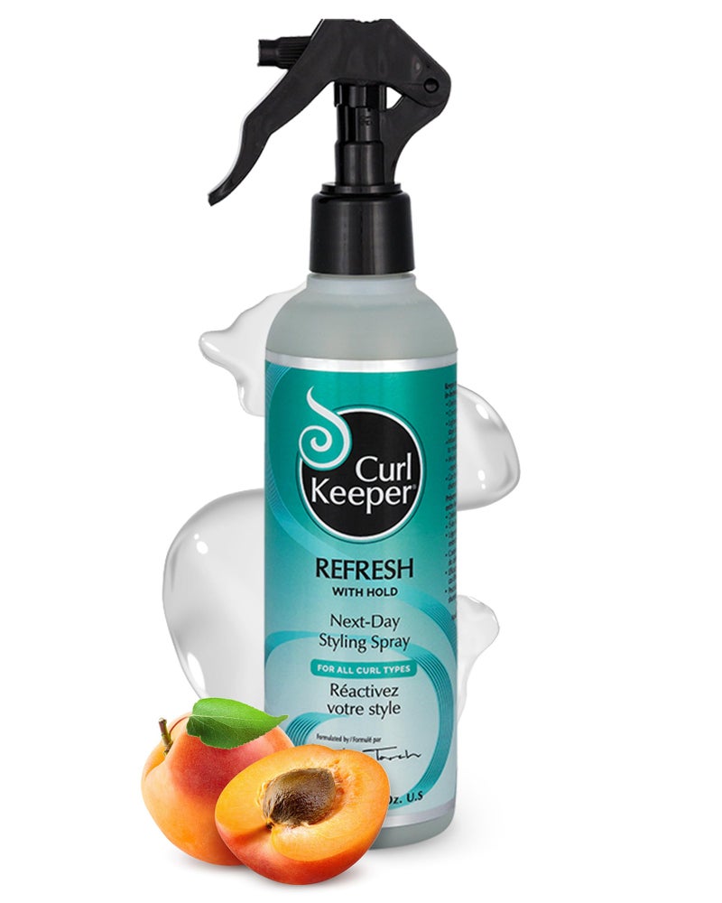 Curl Keeper Refresh Hair Styling Spray for Curly Hair - Lightweight Water-Based Anti-Frizz Formula with Hold for Wavy and Curly Styles, 8 Fl Oz - Image 1